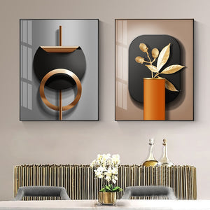 Black Copper Geometric Canvas Poster Print