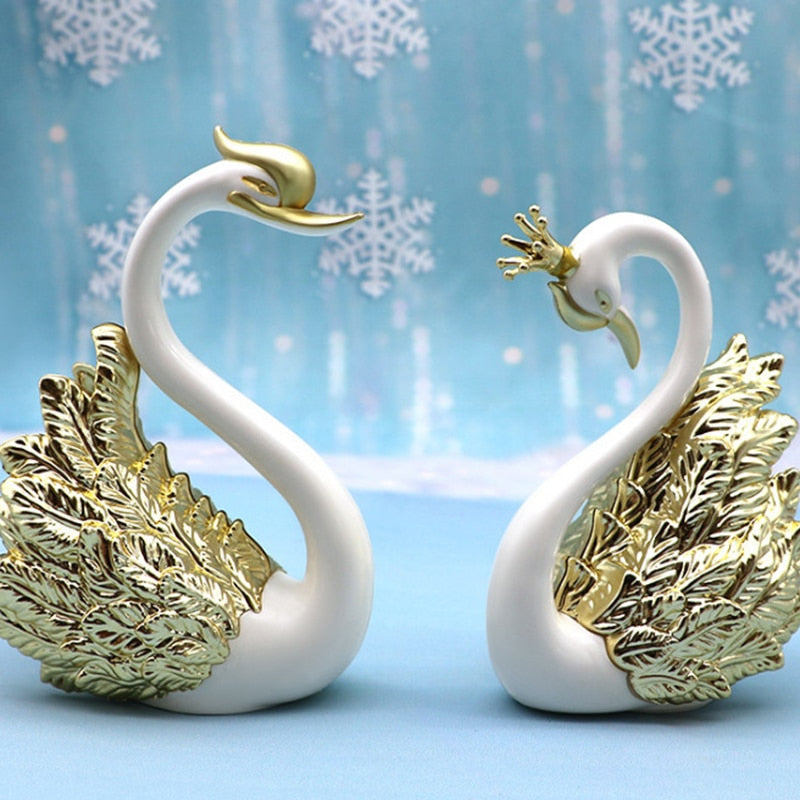 2pcs Swan Model Cute Figurine