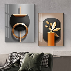 Black Copper Geometric Canvas Poster Print